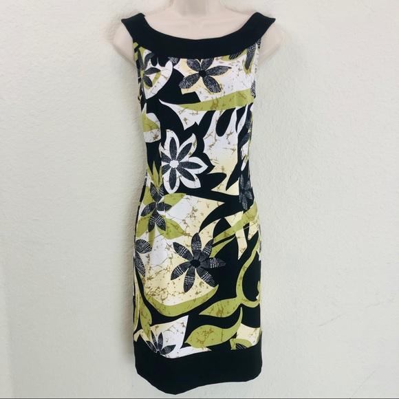 connected apparel Dresses & Skirts - Connected Apparel black lime print shift dress